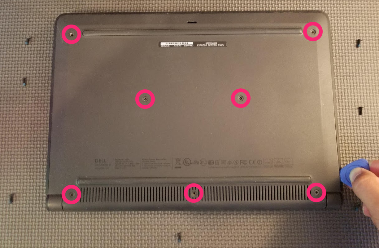 Dell Chromebook 11 3120 Bottom Cover Screw Locations