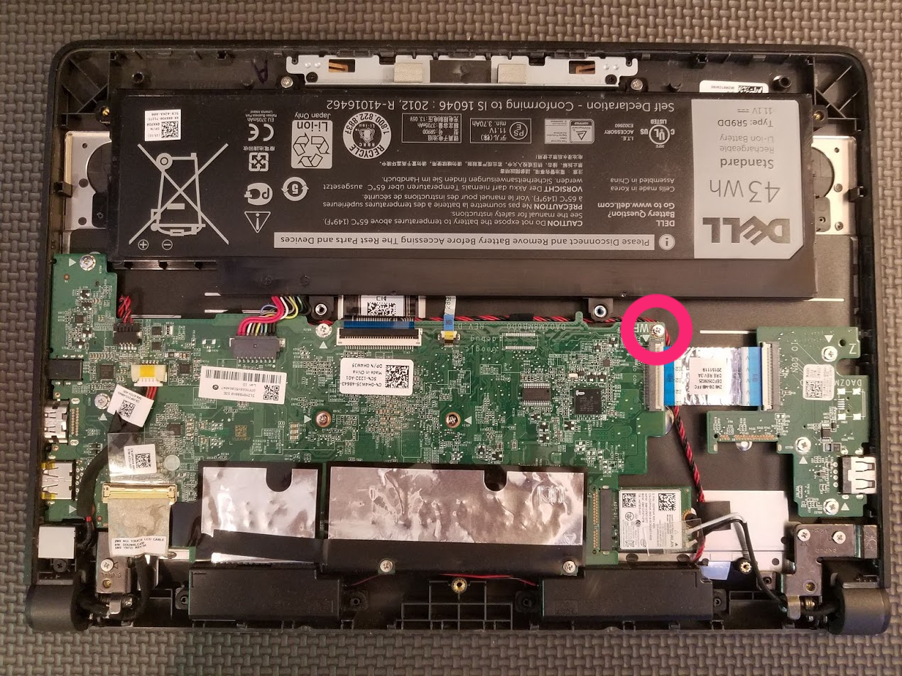 Dell Chromebook 11 3120 Write-protect Screw Locations