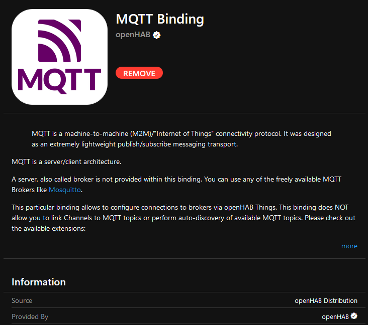 MQTT Binding Add-on page