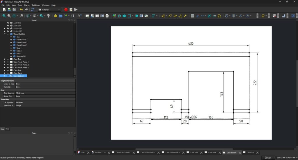 Screenshot of the FreeCAD TechDraw workbench