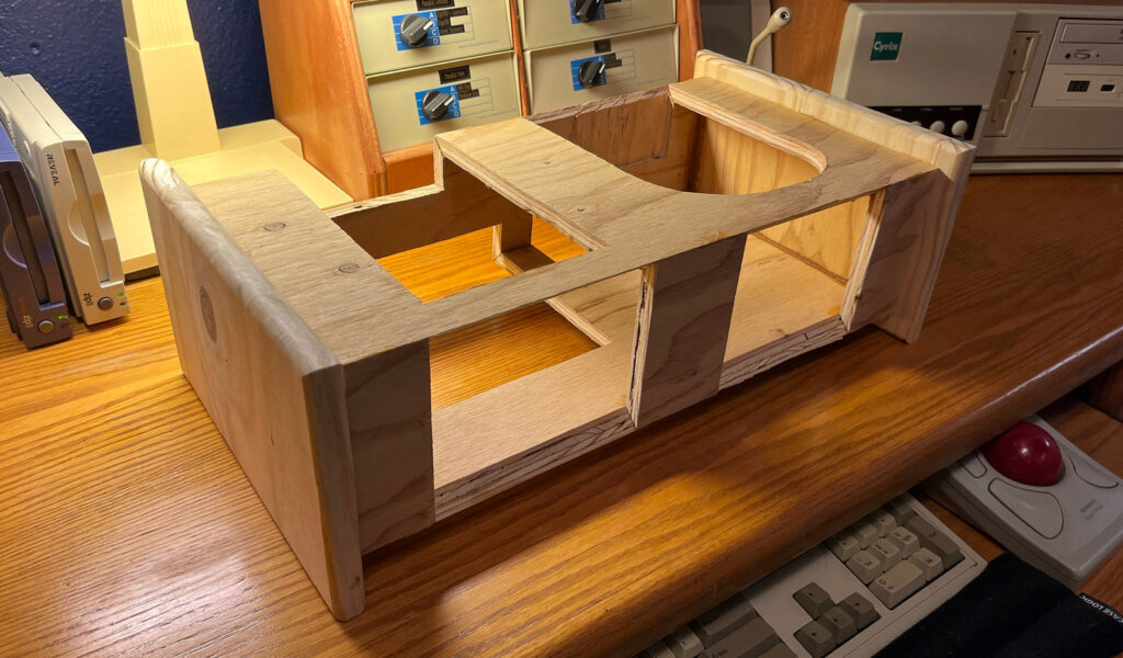 Unstained, assembled wooden box