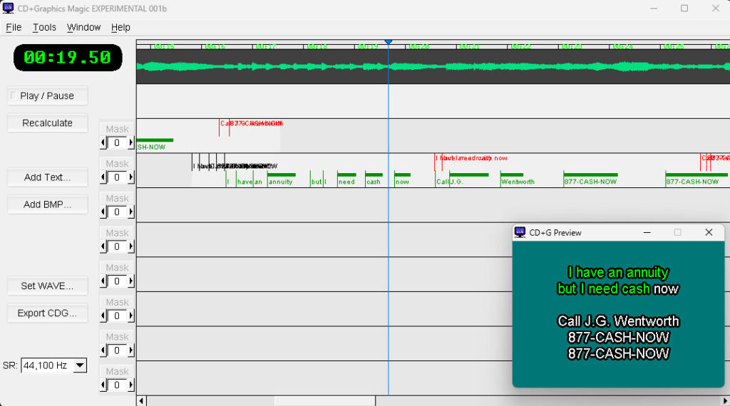 Screenshot of CD+Graphics Magic software